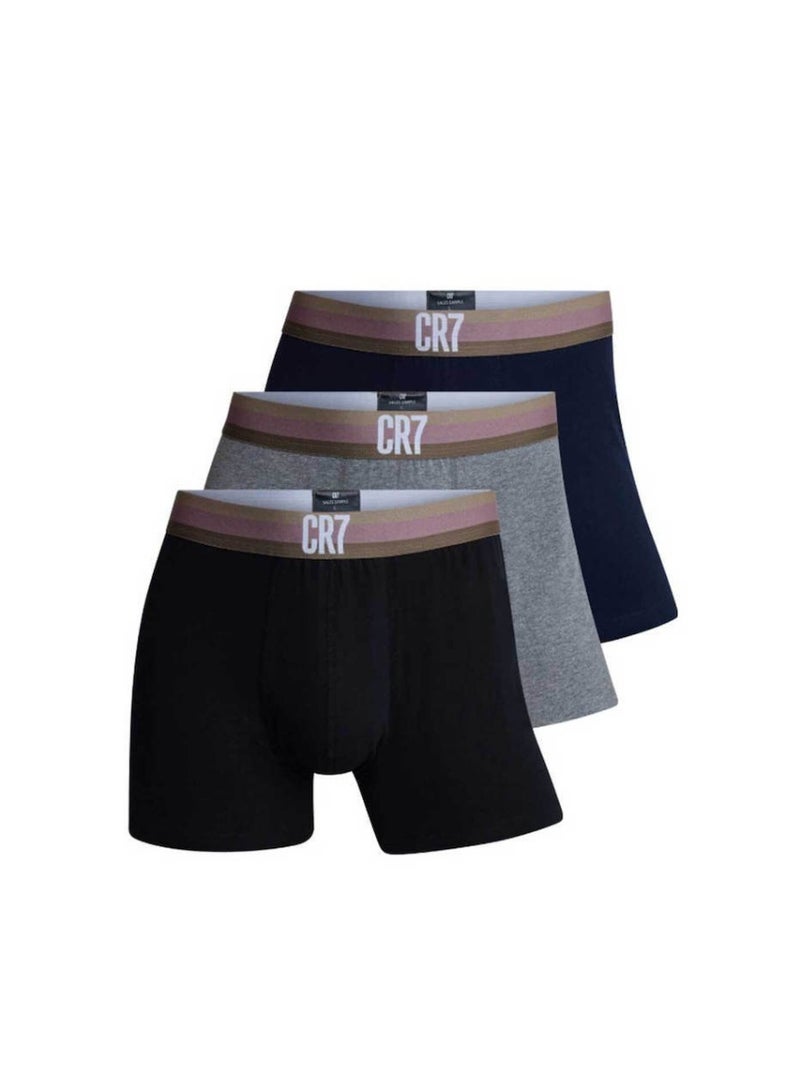 CR7 Men’s Basic Trunk Underwear 3-Pack Multicolor – Cotton Stretch - Image 3