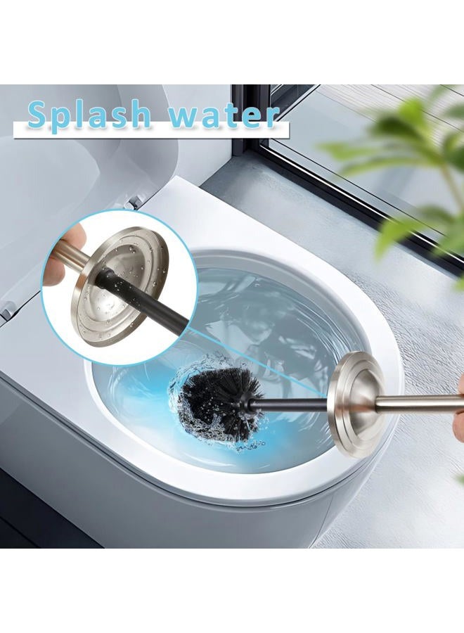 Hioflyme Toilet Brush and Holder,Toilet Bowl Brush with Long Handle for Bathroom,Toilet Cleaner Brush-Space,Saving,Covered Brush,Durable, Deep,Cleaning,Splash Resistant (Stain Nickel) - Image 4