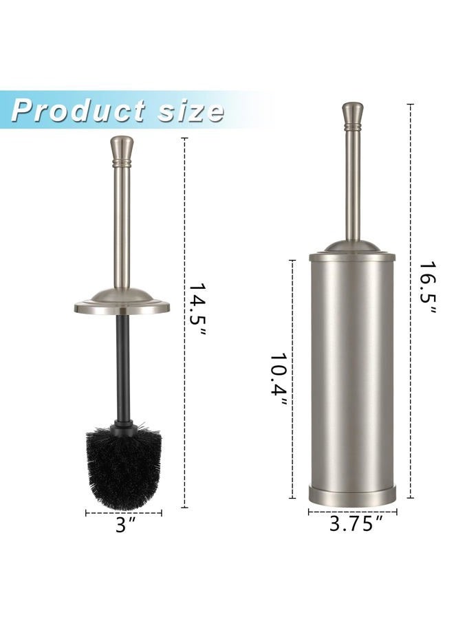 Hioflyme Toilet Brush and Holder,Toilet Bowl Brush with Long Handle for Bathroom,Toilet Cleaner Brush-Space,Saving,Covered Brush,Durable, Deep,Cleaning,Splash Resistant (Stain Nickel) - Image 3