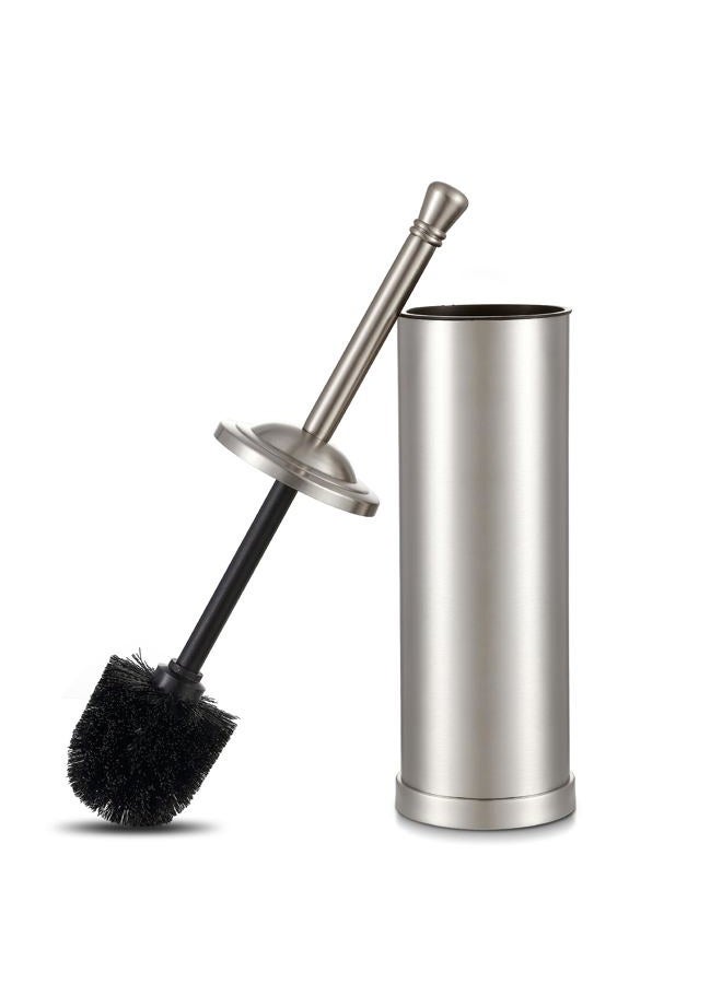 Hioflyme Toilet Brush and Holder,Toilet Bowl Brush with Long Handle for Bathroom,Toilet Cleaner Brush-Space,Saving,Covered Brush,Durable, Deep,Cleaning,Splash Resistant (Stain Nickel) - Image 1
