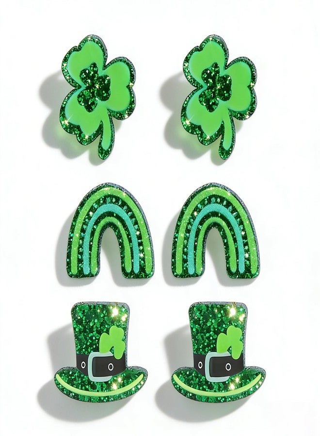 ANGLEQUEEN St. Patrick'S Stud Earrings Set for Women Clover Stud Earring Lucky Irish Shamrock Earrings Jewelry St Patricks Day Accessories Holiday Earring Costume Gifts for Her (Set-C) - Image 1