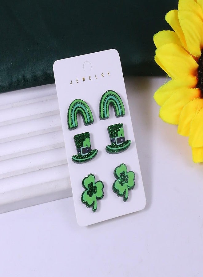 ANGLEQUEEN St. Patrick'S Stud Earrings Set for Women Clover Stud Earring Lucky Irish Shamrock Earrings Jewelry St Patricks Day Accessories Holiday Earring Costume Gifts for Her (Set-C) - Image 4