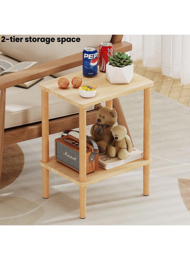 LUCKNOCK Solid Wood Side Table, 2-Tier Small End Table with Storage Shelf, Narrow Nightstand Bedside Table for Small Spaces, Bedroom, Living Room, Farmhouse, No-Tool Assembly. - Image 5