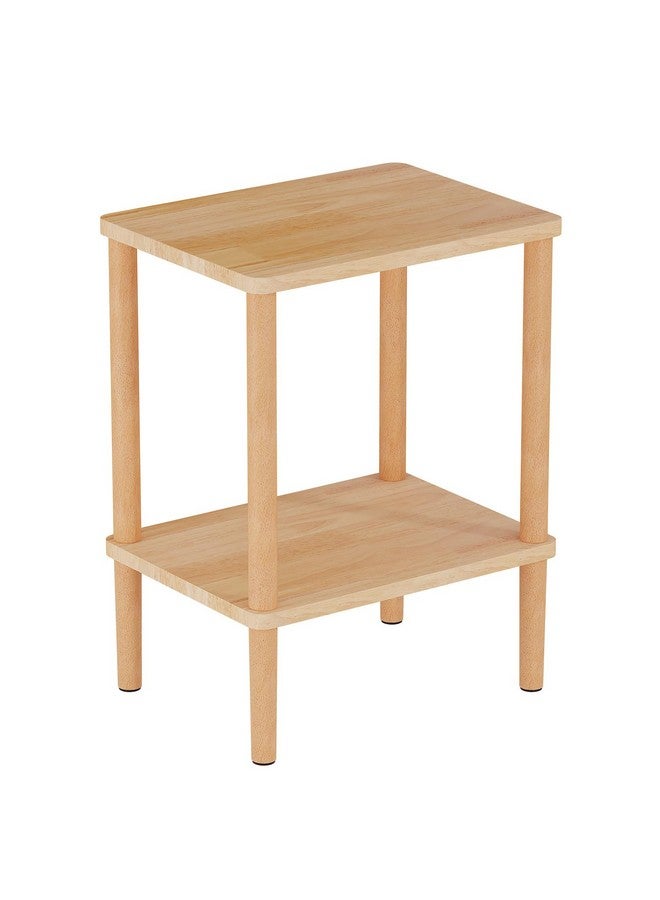 LUCKNOCK Solid Wood Side Table, 2-Tier Small End Table with Storage Shelf, Narrow Nightstand Bedside Table for Small Spaces, Bedroom, Living Room, Farmhouse, No-Tool Assembly. - Image 1