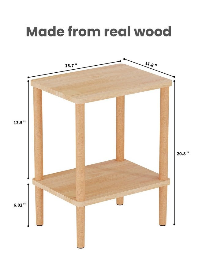 LUCKNOCK Solid Wood Side Table, 2-Tier Small End Table with Storage Shelf, Narrow Nightstand Bedside Table for Small Spaces, Bedroom, Living Room, Farmhouse, No-Tool Assembly. - Image 2