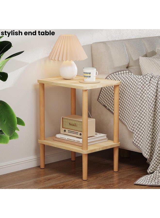 LUCKNOCK Solid Wood Side Table, 2-Tier Small End Table with Storage Shelf, Narrow Nightstand Bedside Table for Small Spaces, Bedroom, Living Room, Farmhouse, No-Tool Assembly. - Image 3