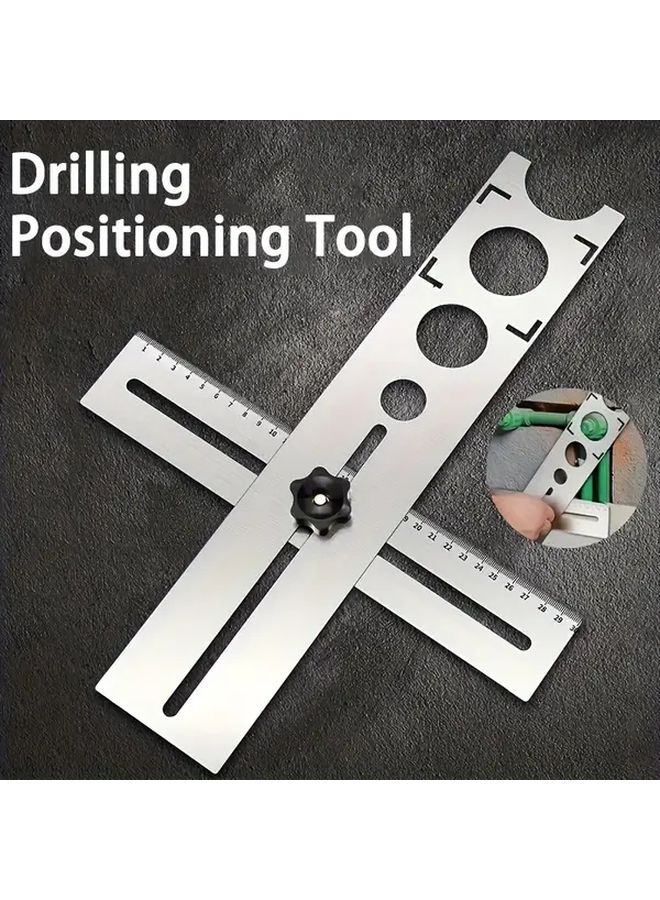 304 Stainless Steel Multifunctional Main Ruler Tile Drilling Positioning Tool 1pc - Image 3