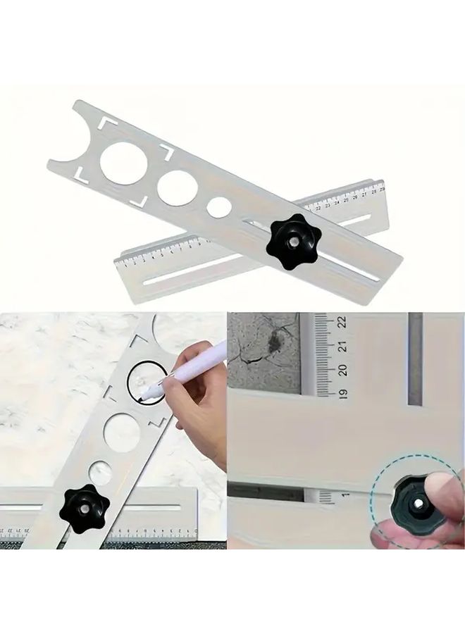 304 Stainless Steel Multifunctional Main Ruler Tile Drilling Positioning Tool 1pc - Image 4