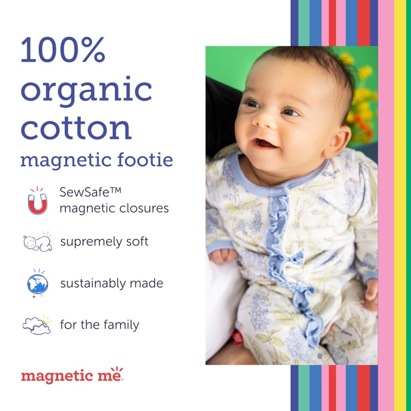 Magnetic Me Footie Pajamas 100% Organic Cotton Baby Sleepwear Quick Magnetic Fastener Sleeper Fall Garden 0-3 Months - Image 2