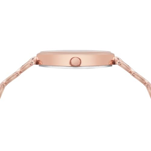 SWADESI STUFF Rose Gold Metallic Strap Analog Wristwatch for Women, Diamond Studded Round dial (Silver) - Image 4