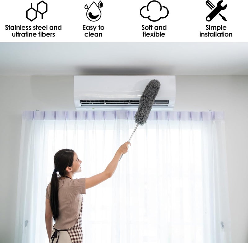 LGHWKETH Cobweb Duster with 83.9 Inch Extension Pole Replaceable Ceiling Duster Kit Bendable Microfiber Feather Duster Cleaner Reusable Spider Web Brush Cleaning Kit Fan Cleaner Duster for Home - Image 4