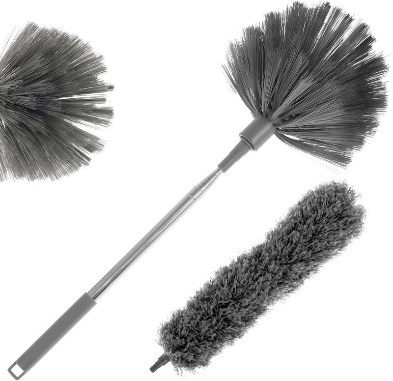 LGHWKETH Cobweb Duster with 83.9 Inch Extension Pole Replaceable Ceiling Duster Kit Bendable Microfiber Feather Duster Cleaner Reusable Spider Web Brush Cleaning Kit Fan Cleaner Duster for Home - Image 3