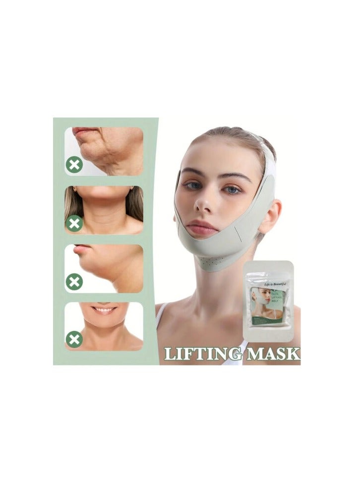 Loquat Double Chin Reducer,V Line Mask Face Lifting Strap,Face Lift Chin Strap Sculpting Tool,Reusable Face Shaper and Lifting Belt,Chin Up Eliminator,Exclusive Formula For Efficient Improvement(Green) - Image 2