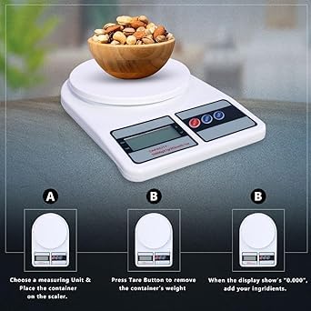 Cazlee Portable Electronic Digital Weighing Scale Weight Machine Kitchen Food Weighing Scale For Healthy Living Home Baking Cooking Fitness Balanced Diet 10 Kg with Back Light - Image 4