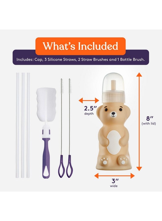 Special Supplies Honey Bear Straw Cup Long Straws, Squeezable Therapy and Special Needs Assistive Drink Container, Spill Proof and Leak Resistant Lid (Pack of 1 Bottle and 3 Straws) - Image 2