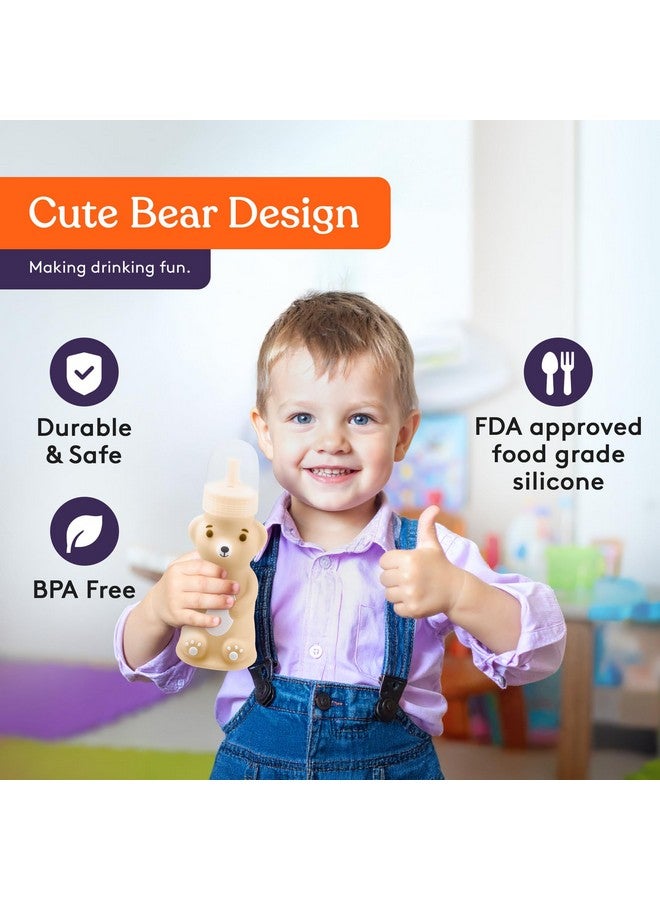 Special Supplies Honey Bear Straw Cup Long Straws, Squeezable Therapy and Special Needs Assistive Drink Container, Spill Proof and Leak Resistant Lid (Pack of 1 Bottle and 3 Straws) - Image 3