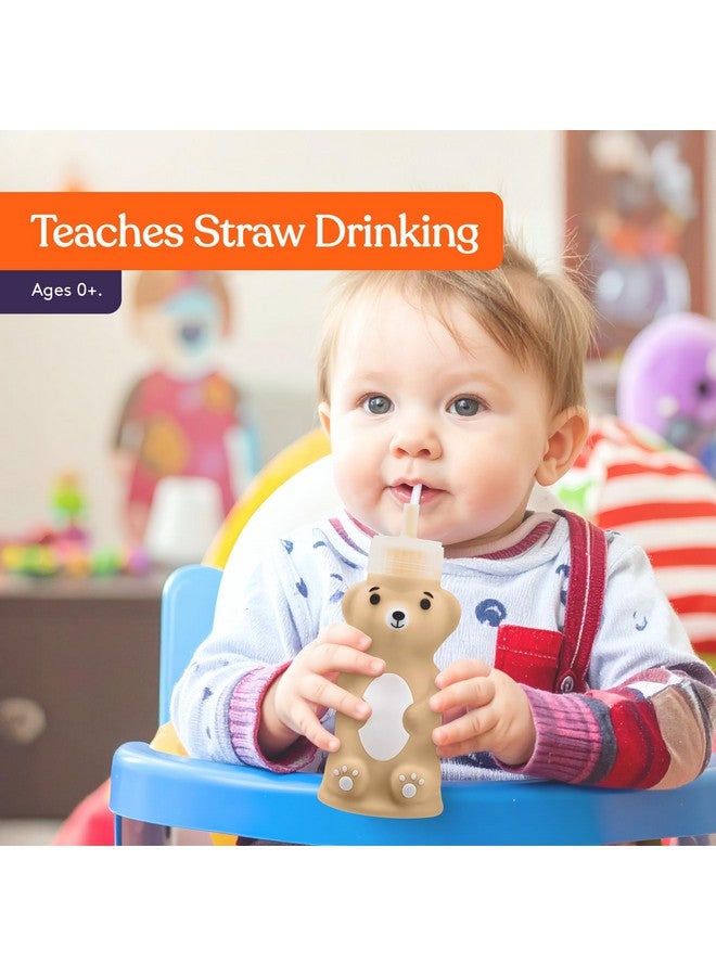 Special Supplies Honey Bear Straw Cup Long Straws, Squeezable Therapy and Special Needs Assistive Drink Container, Spill Proof and Leak Resistant Lid (Pack of 1 Bottle and 3 Straws) - Image 5
