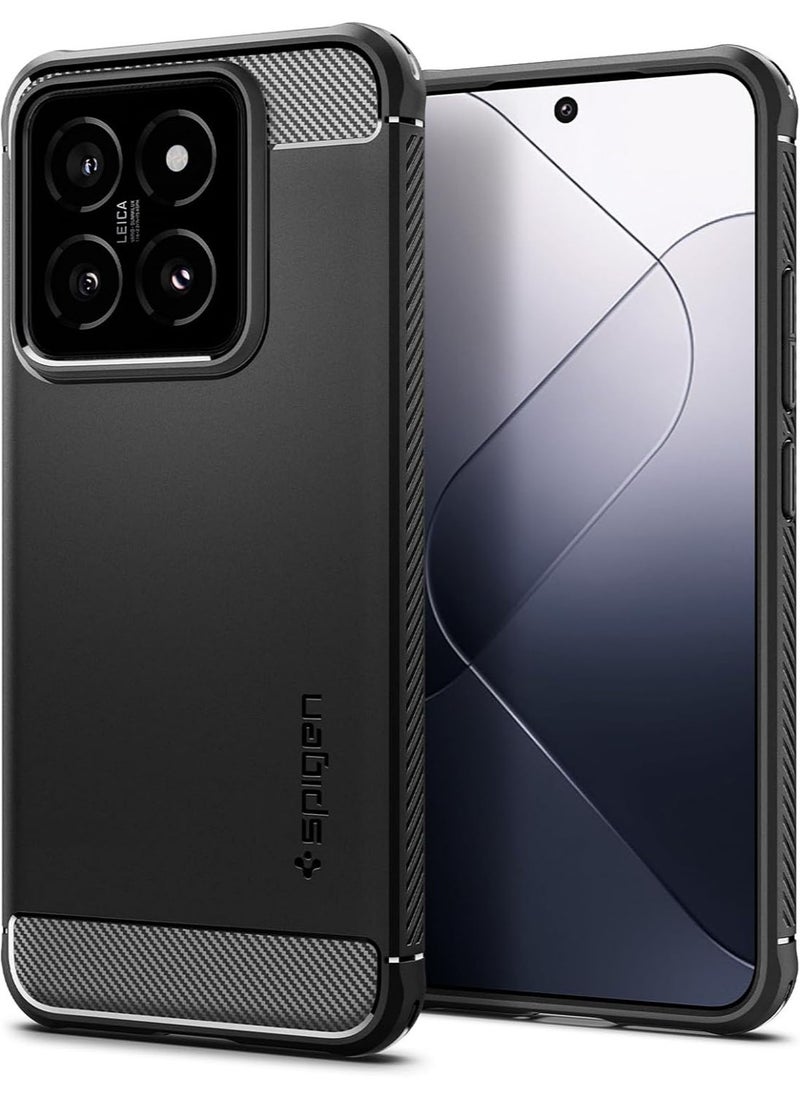 Spigen Rugged Armor for Xiaomi 14 Case Cover with Carbon Fiber Accents - Matte Black  - Image 1