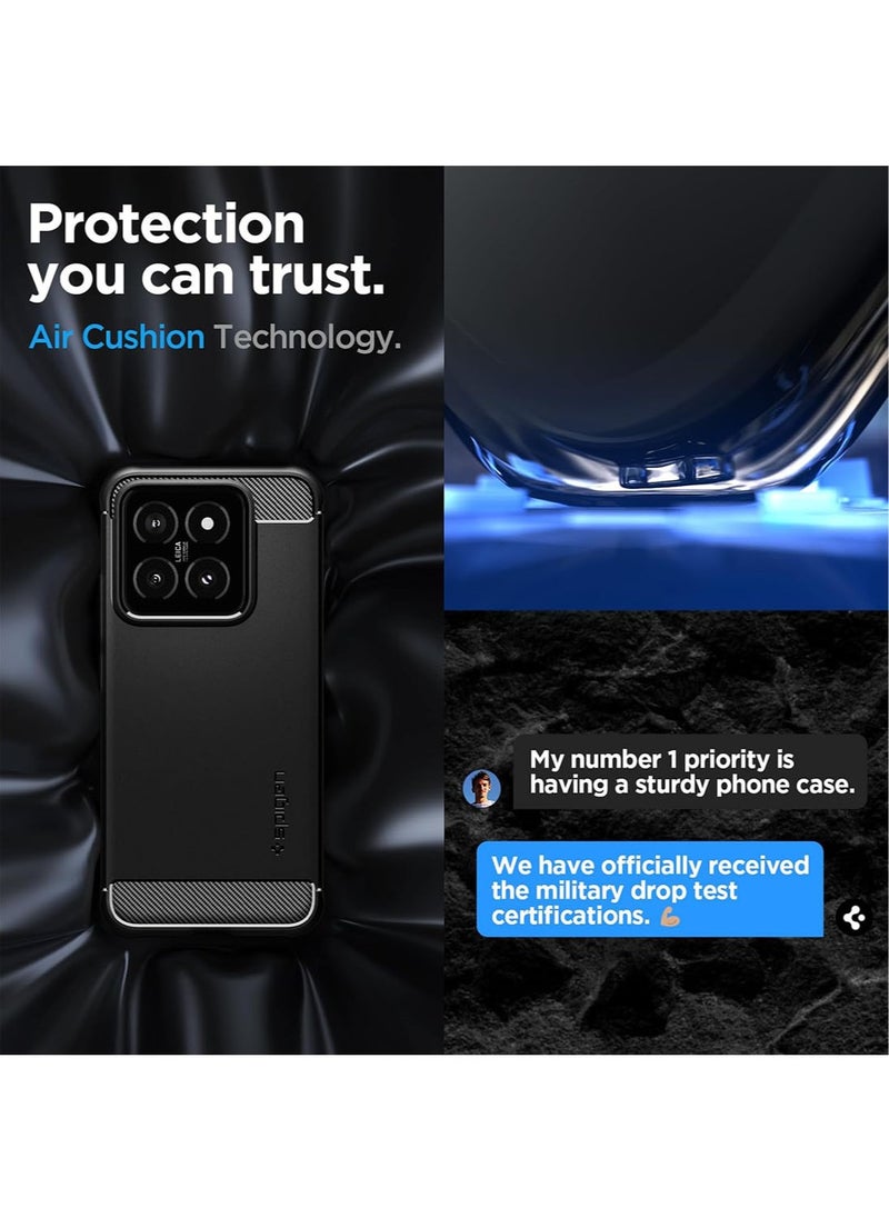 Spigen - Rugged Armor for Xiaomi 14 Case Cover with Carbon Fiber Accents - Matte Black - Image 1