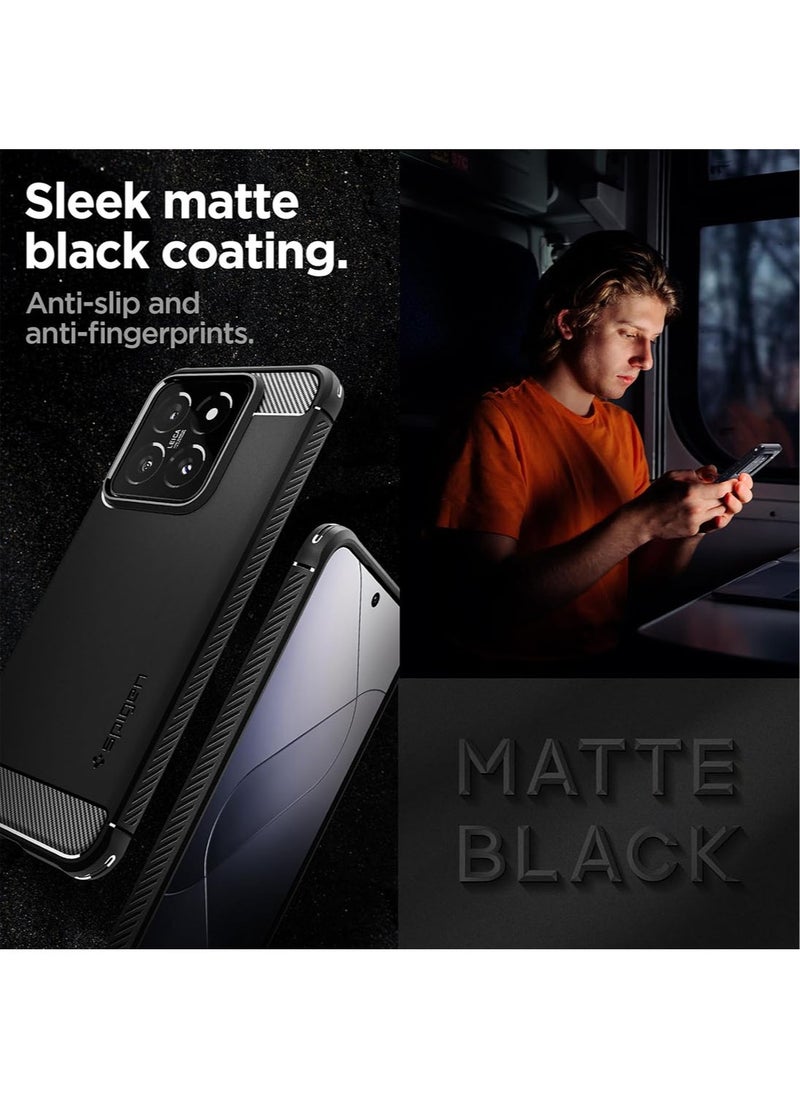 Spigen Rugged Armor for Xiaomi 14 Case Cover with Carbon Fiber Accents - Matte Black  - Image 5