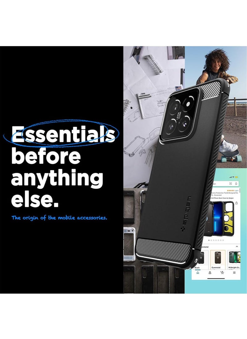 Spigen Rugged Armor for Xiaomi 14 Case Cover with Carbon Fiber Accents - Matte Black  - Image 3