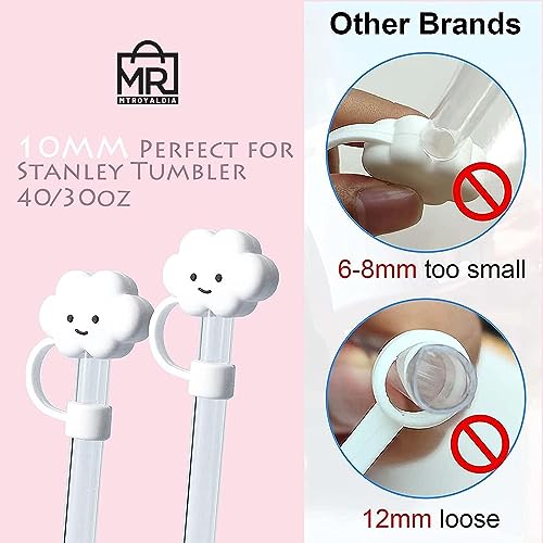 MTROYALDIA 10mm Straw Covers Cap Toppers for 30&40 Oz Tumbler Cups, Cute Straw Caps for TumblerCup, Silicone Cloud Drinking Straw Tips Lids Protectors for Stanley Cups Accessories - Image 3