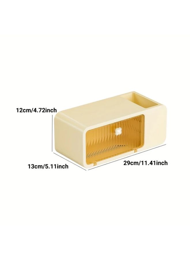 Cream Wall Mounted Multifunctional No Drill Tissue Box Holder For Bathroom Towels Wet Wipes - Image 3
