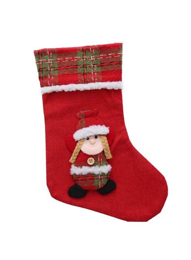 1pcs Christmas Stocking Gift Bags – Festive Red Hanging Stockings with Cute Plush Character Design for Tree, Fireplace & Holiday Décor - Image 1