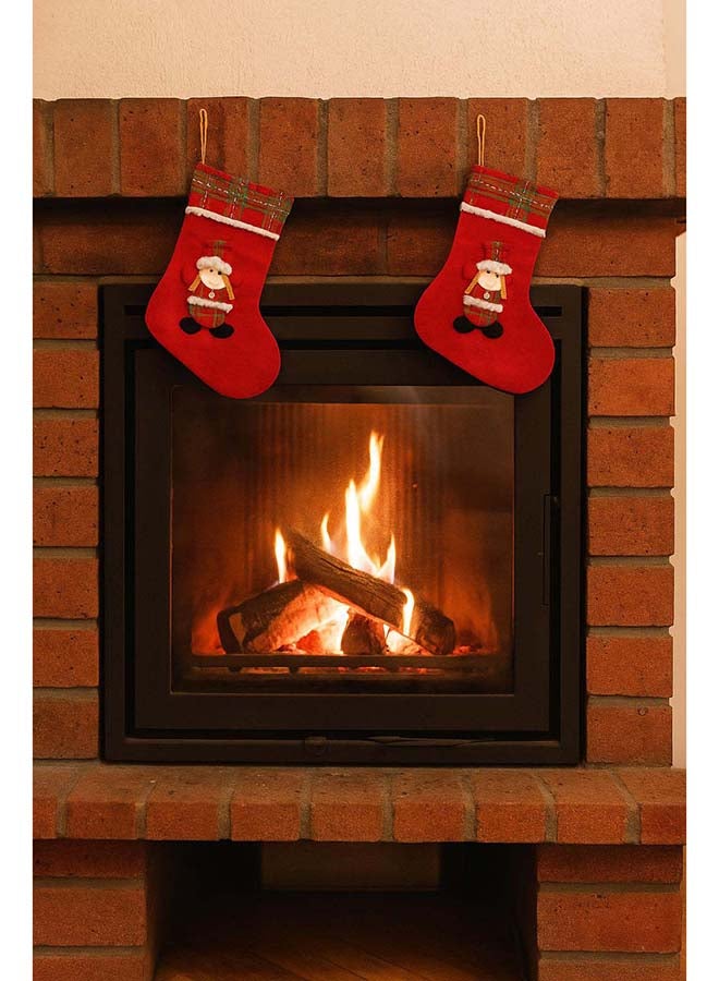 1pcs Christmas Stocking Gift Bags – Festive Red Hanging Stockings with Cute Plush Character Design for Tree, Fireplace & Holiday Décor - Image 2