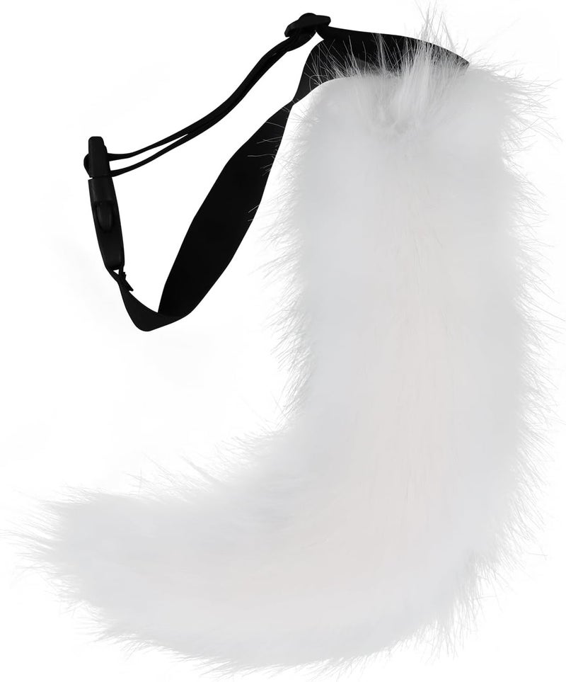 BANLAN Faux Fur Fox Costume Cat Tail Cosplay Halloween Christmas Party Costume One Size, White - Image 1