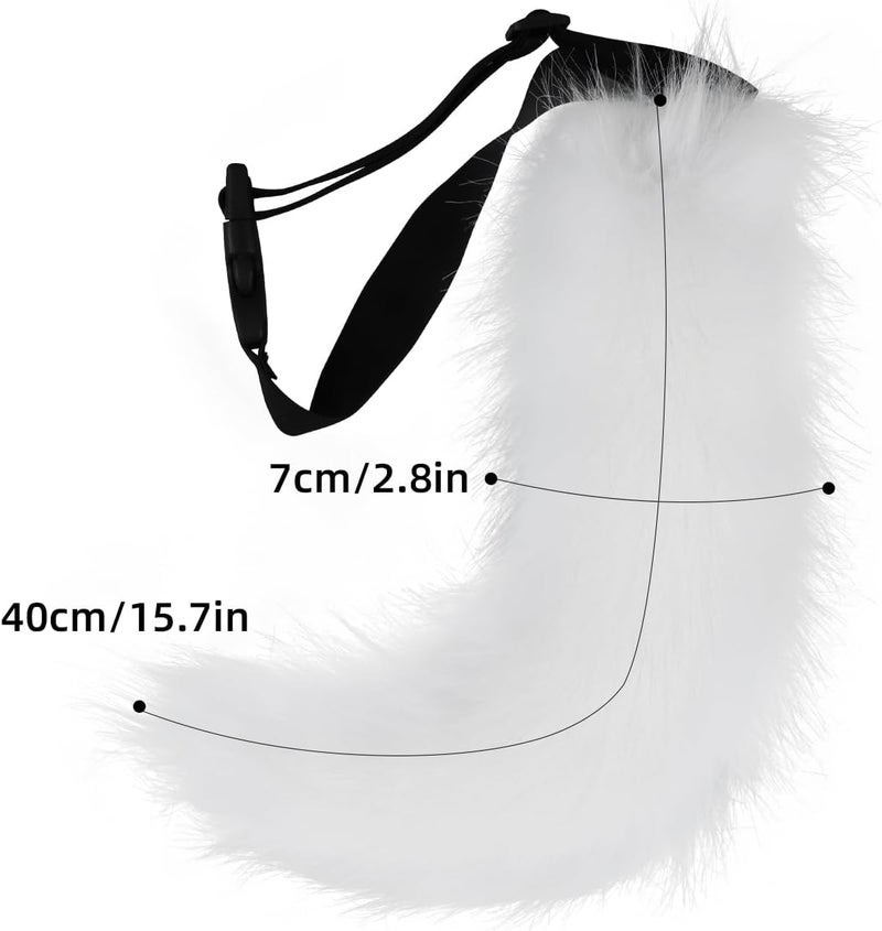 BANLAN Faux Fur Fox Costume Cat Tail Cosplay Halloween Christmas Party Costume One Size, White - Image 2