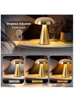ZERIFAM Portable LED Table Lamp, Cordless Mushroom Lamp, Rechargeable Table Lamp for Bedroom Desk, 3-Levels Brightness Touch Dimming Night Light  Desk Lamp for Bedroom Kid Room Dining Room  - Image 2