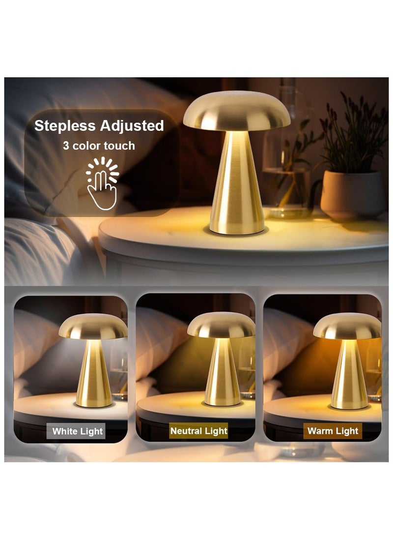 ZERIFAM - Portable LED Table Lamp, Cordless Mushroom Lamp, Rechargeable Table Lamp for Bedroom Desk, 3-Levels Brightness Touch Dimming Night Light  Desk Lamp for Bedroom Kid Room Dining Room - Image 1