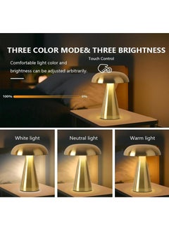ZERIFAM Portable LED Table Lamp, Cordless Mushroom Lamp, Rechargeable Table Lamp for Bedroom Desk, 3-Levels Brightness Touch Dimming Night Light  Desk Lamp for Bedroom Kid Room Dining Room  - Image 3