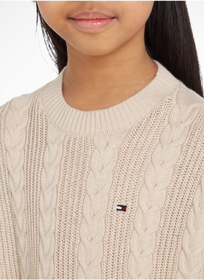TOMMY HILFIGER Cable Knit Relaxed Fit Cropped Jumper  - Image 5