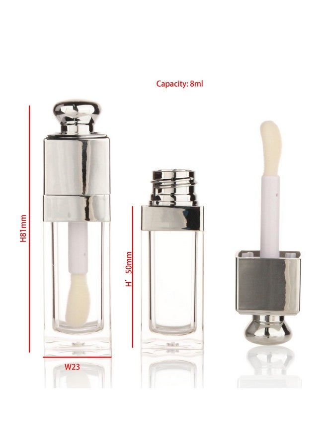 COSIDEA 18PCS Empty 8ML Square clear Lip Gloss Tube Silver big doe foot wand lipgloss tubes for Lip oil tint bottles container - Image 2