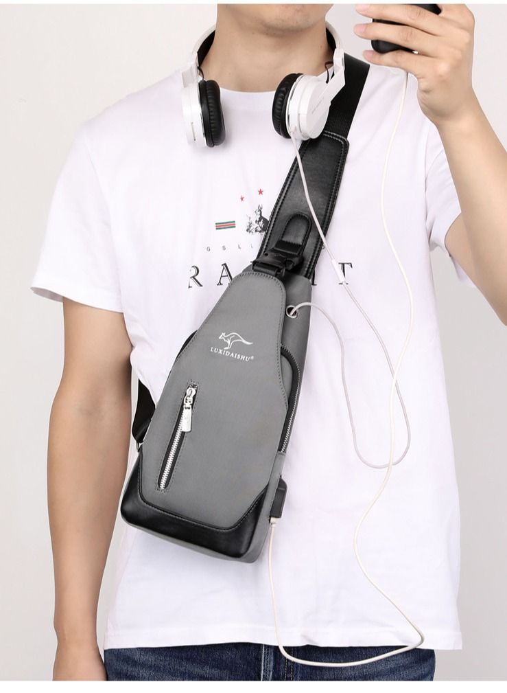 DubaiGallery USB Charging Sports Bag Male Anti-theft Chest Bag With Password Lock Large Capacity Waterproof Sports Crossbody Daypack