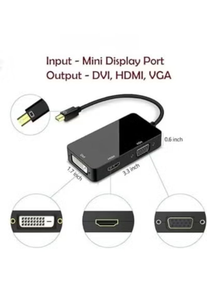 Mini DisplayPort to HDMI/VGA/DVI Adapter – 3-in-1 High-Resolution Converter – Ideal for Daily Work, Presentations & Media - Image 3