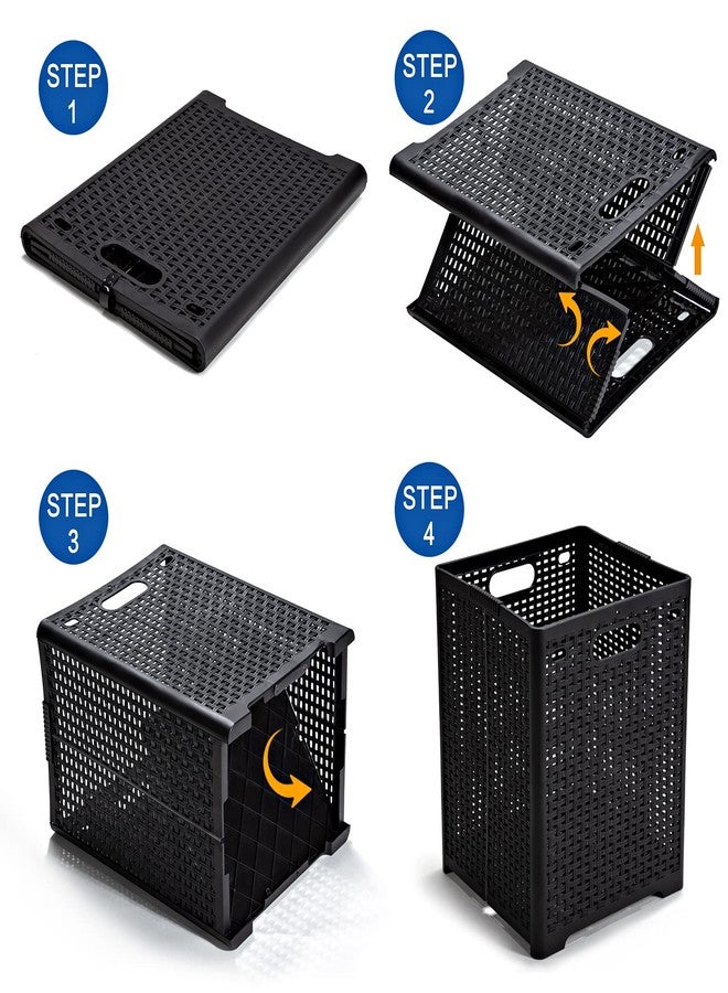 Eslite 42L Collapsible Plastic Laundry Baskets,Foldable Laundry Hamper,Pack of 2 (Black) - Image 5