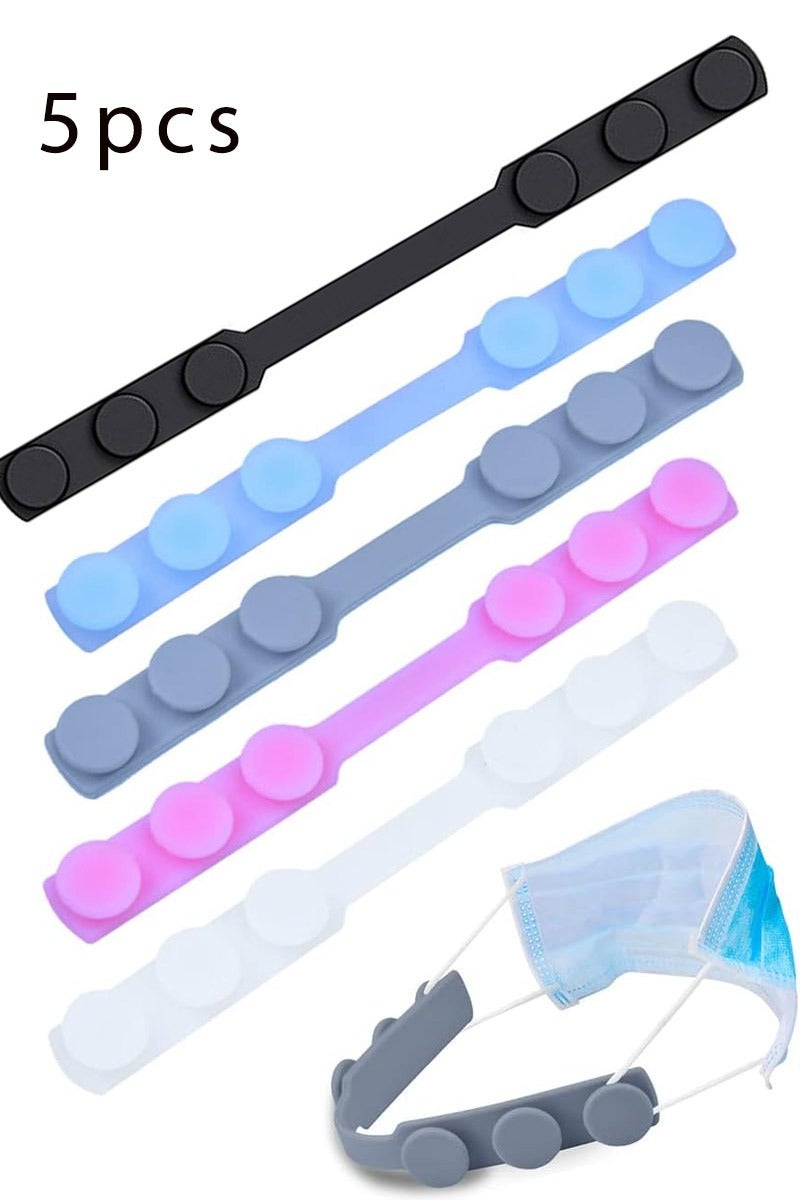 5 Pcs Mask Holder Mask Strap Extender Masks Ear Saver Adjustable Face Mask Extension Hook Protectors Ear Pain Relieved Anti-Tightening Anti-Slip Buckle for Kids Adults Silicone Mask Accessories - Image 1