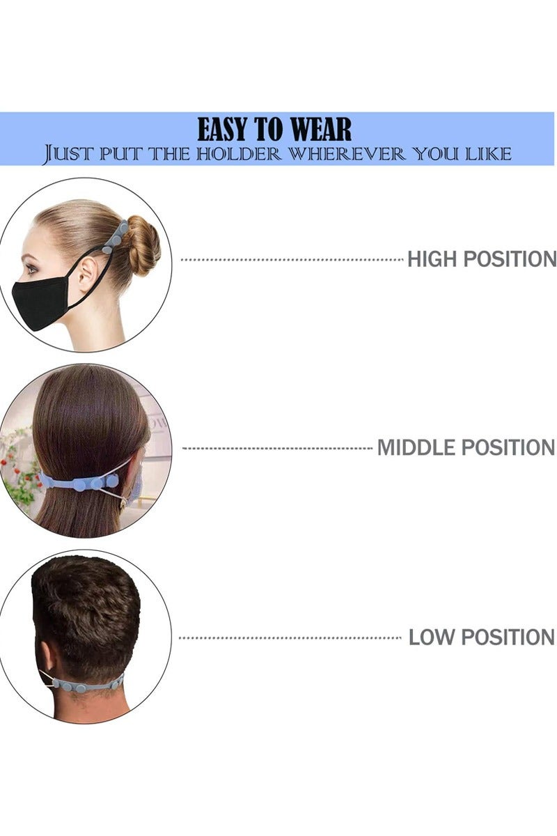 5 Pcs Mask Holder Mask Strap Extender Masks Ear Saver Adjustable Face Mask Extension Hook Protectors Ear Pain Relieved Anti-Tightening Anti-Slip Buckle for Kids Adults Silicone Mask Accessories - Image 4