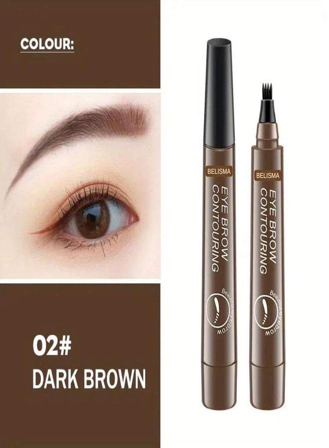 BELISMA Eyebrow Pen With 4 Micro Tip Liquid Eyebrow Pen Waterproof Microblading Eyebrow Pencil (DARK BROWN) - Image 2