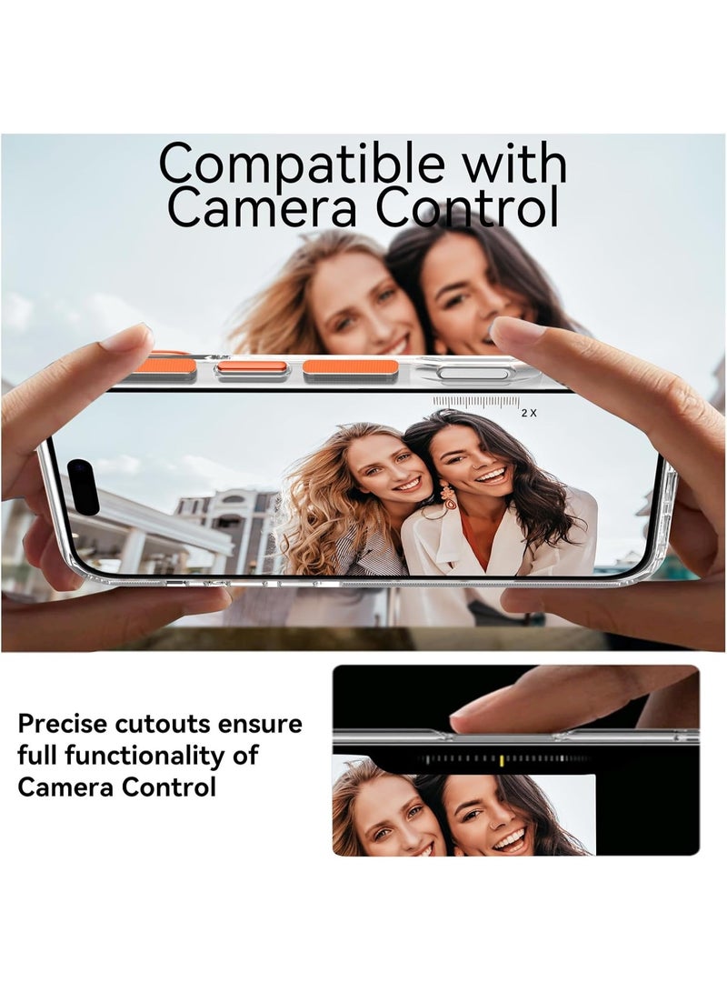 ICARLUS For iPhone 17 Pro Case Strong Magnetic Compatible with MagSafe Transparent Clear Slim Fit Non-Yellowing Drop Protective Phone Case for iPhone 17 Pro Max Orange - Image 5