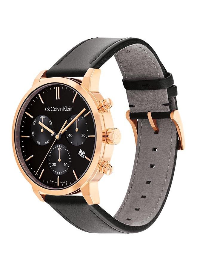 CALVIN KLEIN ساعة يد جلدية دائرية أنالوج بعقارب للرجال 25000032 - 42 ملم  - Image 2