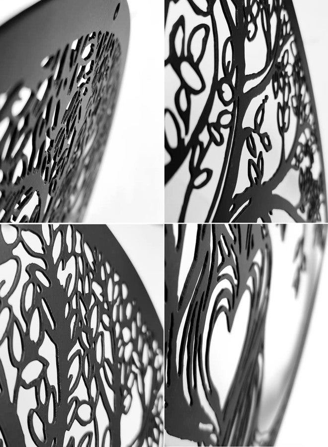 Acopelo Metal Wall Decor, Tree Art Wall Sculpture, Metal Wall Art Hanging for Living Room Bedroom Indoor Outdoor, Laser Cut Rustic Black Tree of Life, 12 Inches (30 CM) (Black, Middle) - Image 3