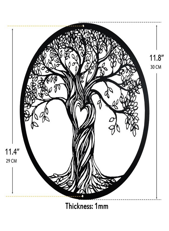 Acopelo Metal Wall Decor, Tree Art Wall Sculpture, Metal Wall Art Hanging for Living Room Bedroom Indoor Outdoor, Laser Cut Rustic Black Tree of Life, 12 Inches (30 CM) (Black, Middle) - Image 2