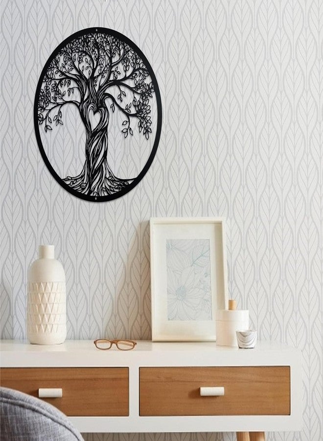 Acopelo Metal Wall Decor, Tree Art Wall Sculpture, Metal Wall Art Hanging for Living Room Bedroom Indoor Outdoor, Laser Cut Rustic Black Tree of Life, 12 Inches (30 CM) (Black, Middle) - Image 4