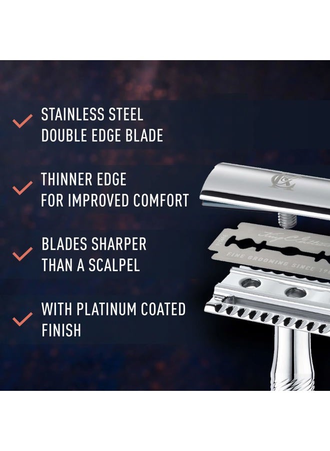 King C. Gillette Double Edge Safety Razor Blades 10 count, Stainless Steel Platinum Coated Blades - Image 3