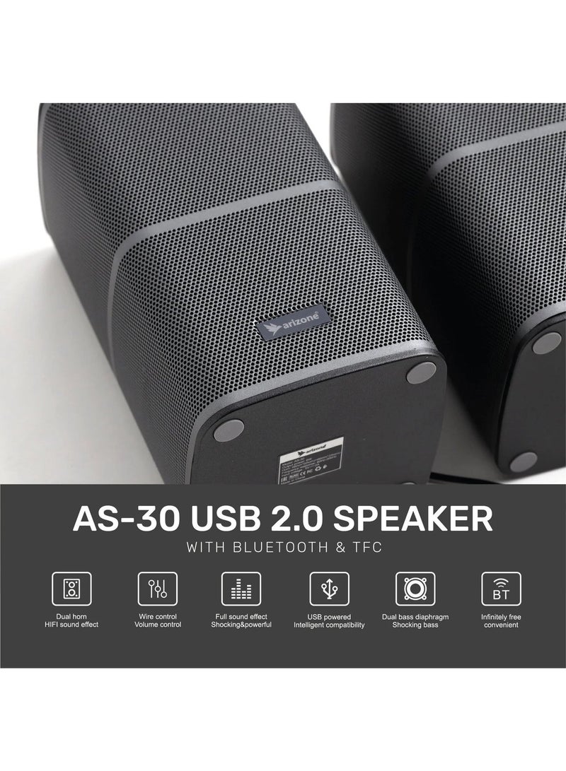 ARIZONE AS-30 Portable Bluetooth Multimedia Speaker | USB 2.0 & AUX Input | Computer & Laptop Speaker System - Image 4
