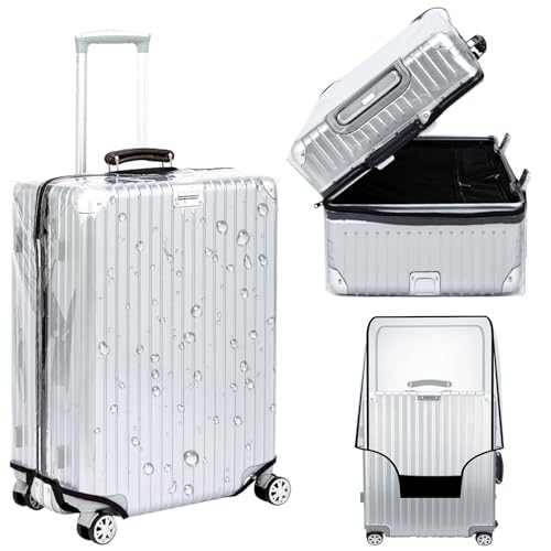 Veki Clear Suitcase Cover PVC Protector with Zip, Waterproof Transparent Luggage Cover Protective Bag, for Plastic Trolley Case Protect Suitcases from Scratch (Panax Pseudoginseng Open 28inch) - Image 1